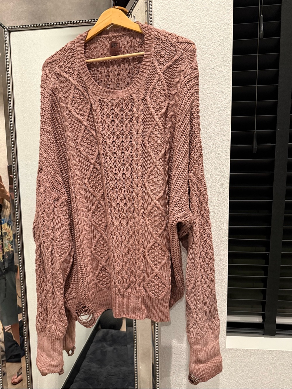 NSF Mauve Cable Knit Crewneck Sweater